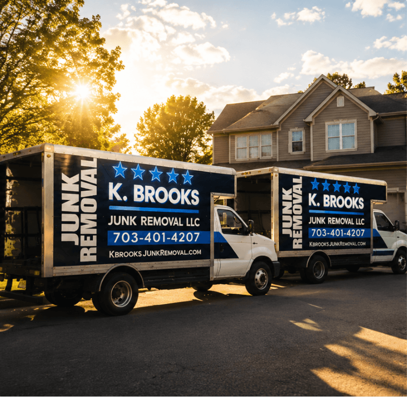 Two K. Brooks branded junk removal trucks ready for service